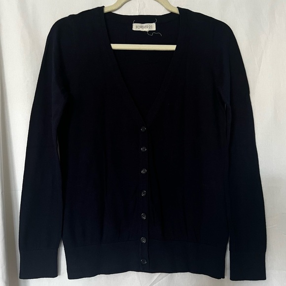 Forever 21 | Women’s Navy Blue V-Neck Cardigan | S - Picture 1 of 7